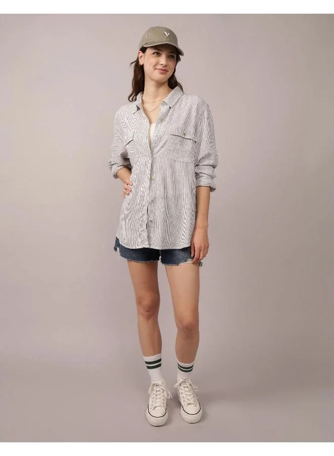 امريكان ايجل AE Weekend Vibes Long-Sleeve Button-Up Shirt