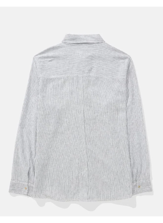 امريكان ايجل AE Weekend Vibes Long-Sleeve Button-Up Shirt
