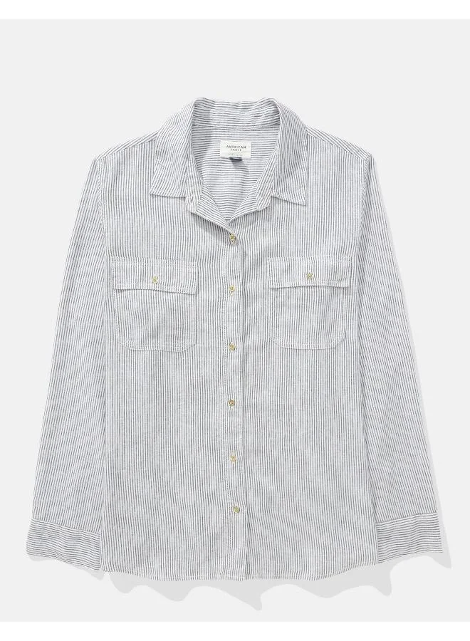 American Eagle AE Weekend Vibes Long-Sleeve Button-Up Shirt