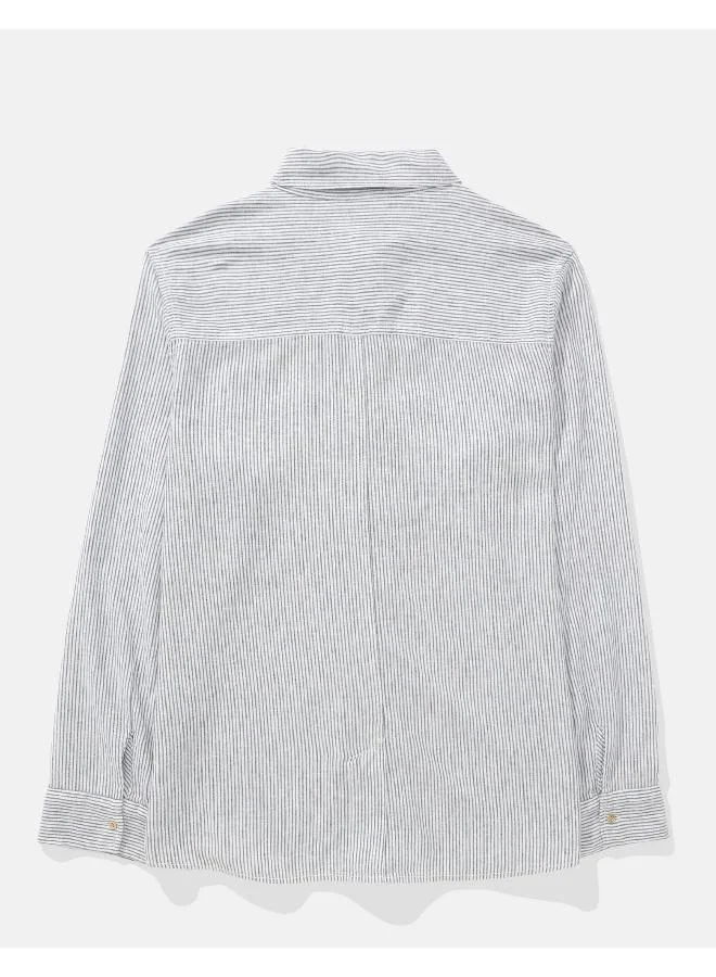 American Eagle AE Weekend Vibes Long-Sleeve Button-Up Shirt