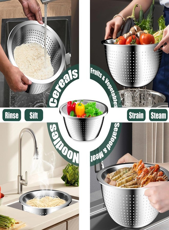 Nicdiet Mixing Bowls with Airtight Lids Set, 4 Stainless Steel Bowls Nesting Bowls & Colander, Kitchen Organizers and Storage Non-Slip Bottom, Size 1.3/1.8/2.4/3.0QT, Great for Mixing & Serving, Black - Image 3
