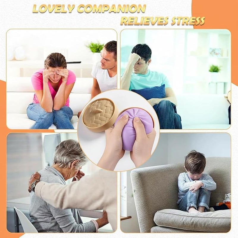 Dumpling Squishy Toy,Large Cute Fingertip Sensory Dough,A Steamed Bun-Shaped Stress-Relieving Toy Suitable for Adults and veryone,Perfect for Classroom Rewards and Party Gifts (Pur - Image 3