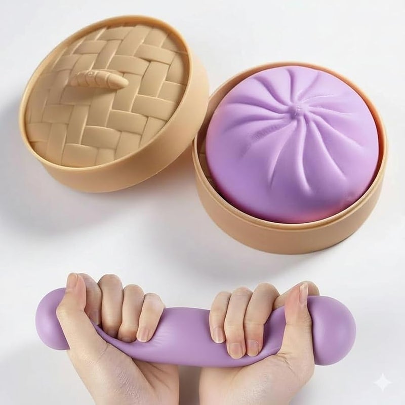 Dumpling Squishy Toy,Large Cute Fingertip Sensory Dough,A Steamed Bun-Shaped Stress-Relieving Toy Suitable for Adults and veryone,Perfect for Classroom Rewards and Party Gifts (Pur - Image 1
