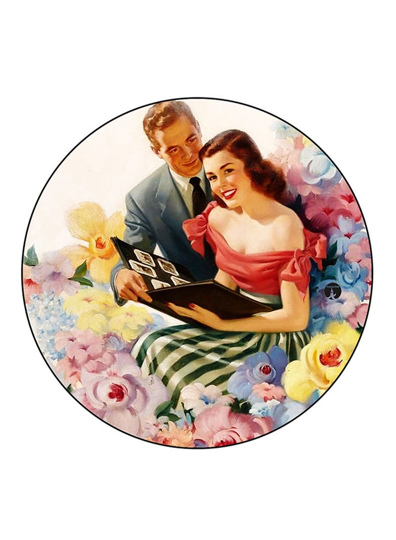 RKN Vintage Art Printed Round Pin Badge Multicolour - Image 1