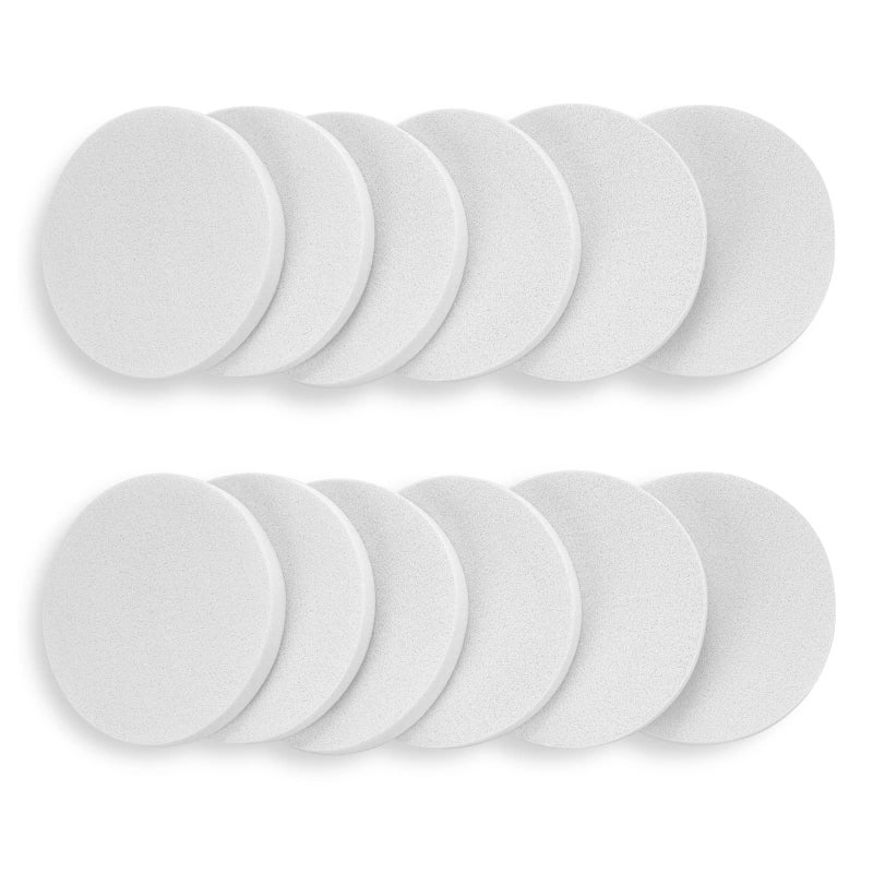Molain Round Sponge Puff Set 12 Pieces 22 Inch White Facial Puffs Foam Sponges Applicator For Liquid Foundation Makeup Cosmetic Facial Cleanser - Image 2