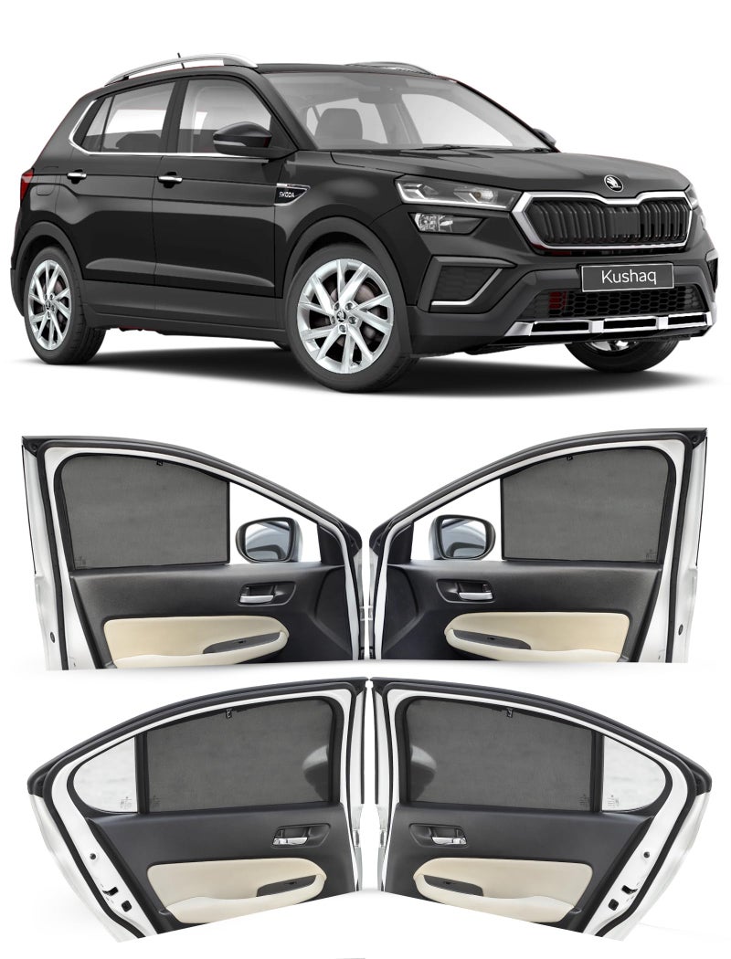 Autofact Car Sunshades for Skoda Kushaq, UV Protection, Useful Car Accessories, Custom fit Sun Shades for Side Windows, Set of 4 - Image 1