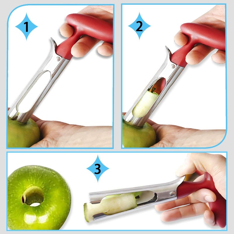 SINGARE Apple Cutter Slicer & Corer Kit - 12-Blade Apple Slicer & Corer, Includes 3 Premium Stainless Steel Fruit Forks - Image 4