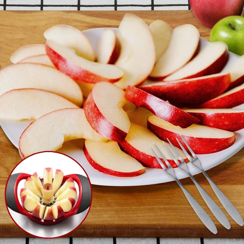 SINGARE Apple Cutter Slicer & Corer Kit - 12-Blade Apple Slicer & Corer, Includes 3 Premium Stainless Steel Fruit Forks - Image 5