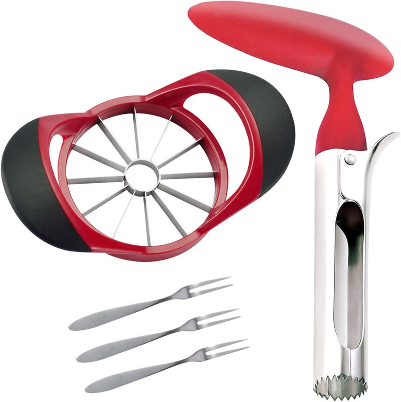 SINGARE Apple Cutter Slicer & Corer Kit - 12-Blade Apple Slicer & Corer, Includes 3 Premium Stainless Steel Fruit Forks - Image 1