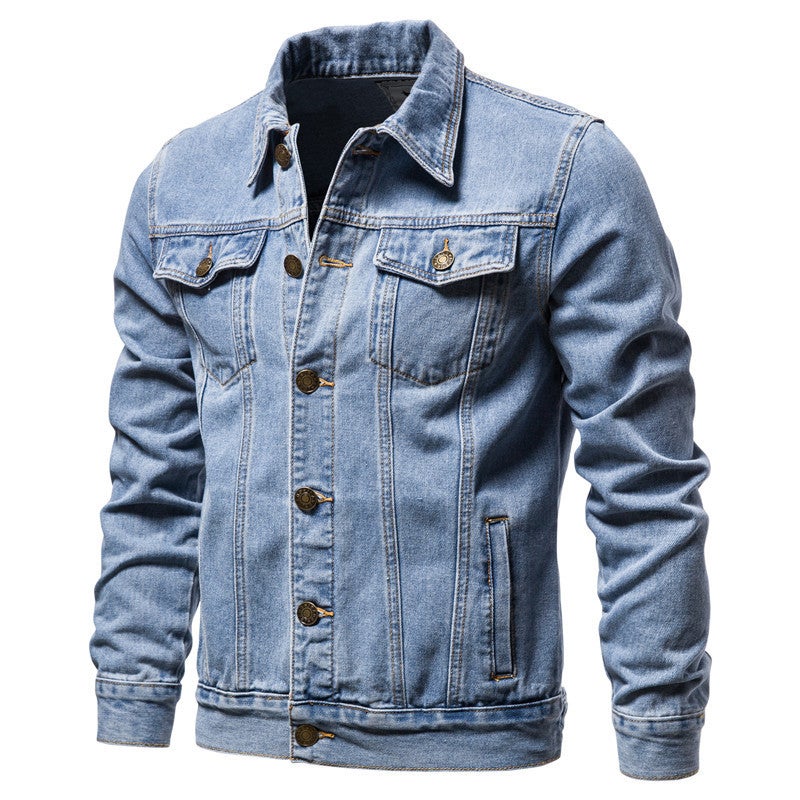 2024 European Size Fried Street Men'S Denim Jacket Cotton Fashion Casual Slim Jacket Men'S Denim Jacket - Image 2