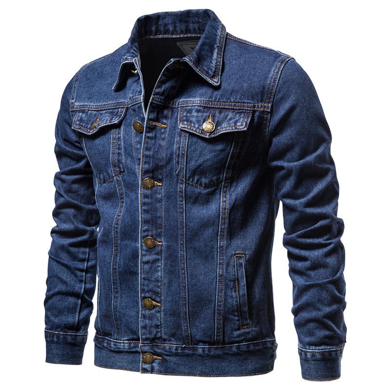 2024 European Size Fried Street Men'S Denim Jacket Cotton Fashion Casual Slim Jacket Men'S Denim Jacket - Image 3