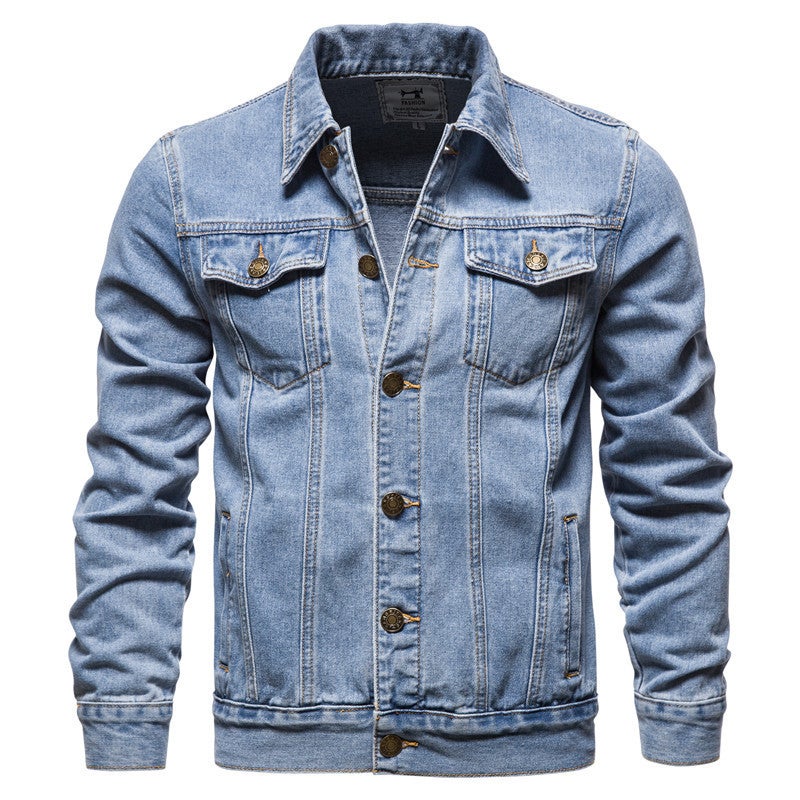 2024 European Size Fried Street Men'S Denim Jacket Cotton Fashion Casual Slim Jacket Men'S Denim Jacket - Image 1