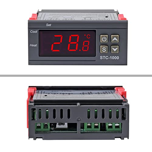 UMLIFE 2 Pack STC-1000 AC 10A 110V-220V All-Purpose Digital LED Temperature Controller Heating Cooling Thermostat 2 Relays Output with NTC Sensor Probe - Image 4