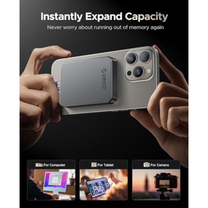 SSD خارجي مغناطيسي 1 تيرابايت لتسجيل 4K ProRes HDR، هيكل من الألومنيوم، رمادي فلكي، PD100W شحن بسرعة 1000 ميجابايت/ثانية، محرك أقراص USB 3.2 محمول من الجيل الثاني متوافق مع سلسلة iPhone 15/16 - Image 3