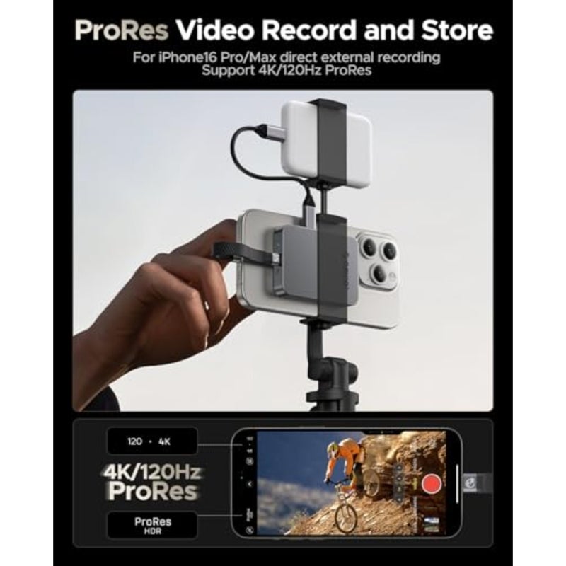 SSD خارجي مغناطيسي 1 تيرابايت لتسجيل 4K ProRes HDR، هيكل من الألومنيوم، رمادي فلكي، PD100W شحن بسرعة 1000 ميجابايت/ثانية، محرك أقراص USB 3.2 محمول من الجيل الثاني متوافق مع سلسلة iPhone 15/16 - Image 5