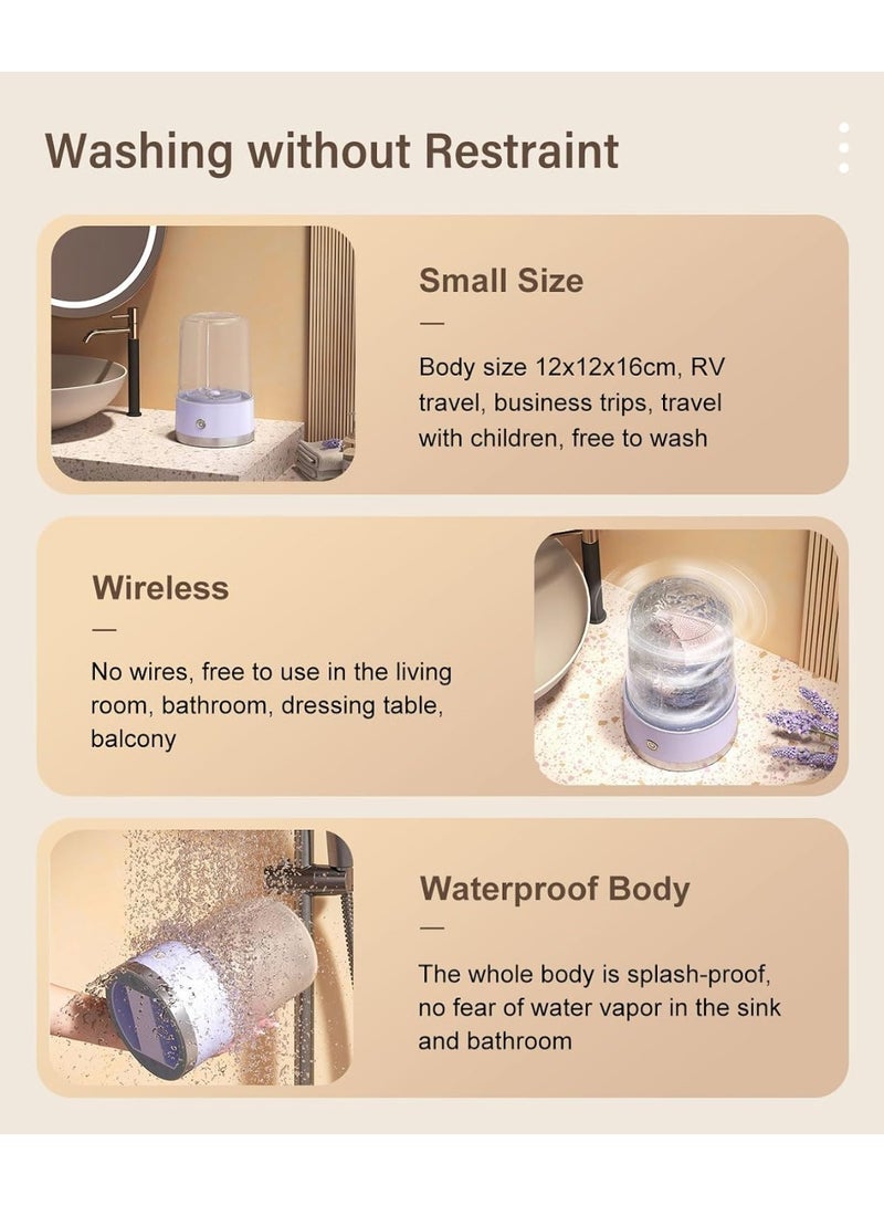 إلترازون Wireless Mini Underwear Washing Machine 1L – Portable USB-Powered Washer for Deep Cleaning Socks, Lingerie, Baby Clothes & More – Ideal for Travel, Dorms & Small Living Spaces – Purple  - Image 3