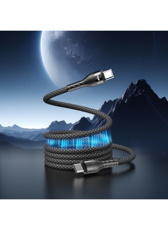 100W Magnetic Self-Coiling USB-C Cable (2M) - Fast Charging, Tangle-Free, Durable Braided Cable for Laptop, Phone, Tablet - Image 1