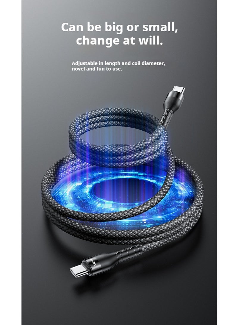 100W Magnetic Self-Coiling USB-C Cable (2M) - Fast Charging, Tangle-Free, Durable Braided Cable for Laptop, Phone, Tablet - Image 4