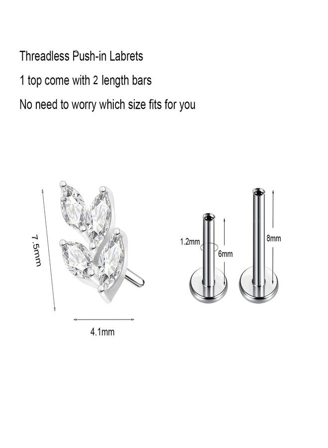 ENONTY G23 Titanium Flat Back Earrings Studs 20g 18g 16g F136 Titanium Labrets Press Fit Threadless Push In Dainty Cartilage Helix Conch Lobe Lip Tragus Piercing Jewelry Push Back (4eye-clear) - Image 2