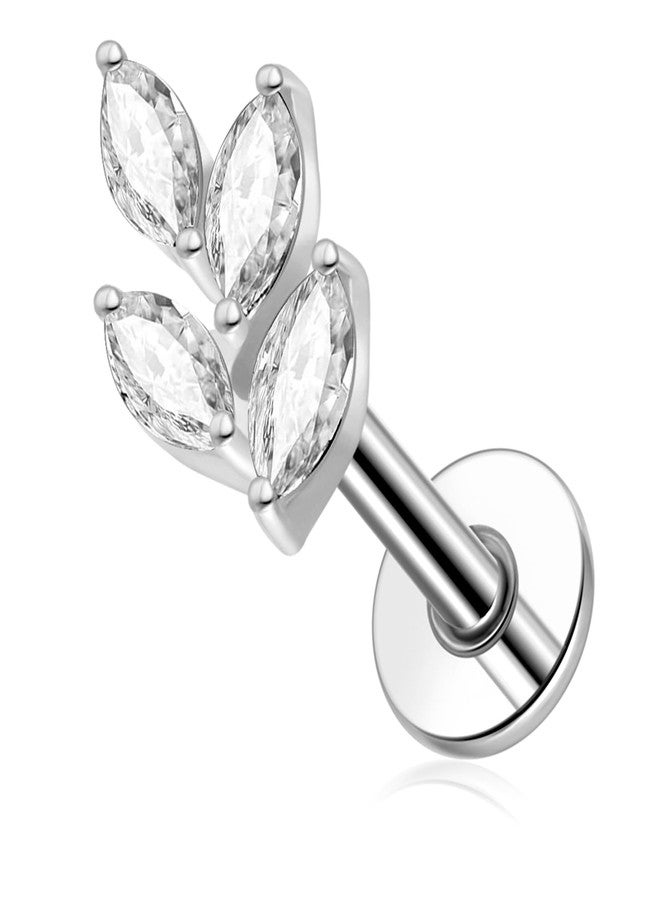 ENONTY G23 Titanium Flat Back Earrings Studs 20g 18g 16g F136 Titanium Labrets Press Fit Threadless Push In Dainty Cartilage Helix Conch Lobe Lip Tragus Piercing Jewelry Push Back (4eye-clear) - Image 1