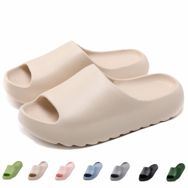Cushioned Non-Slip Waterproof EVA Slides for Women Men and Kids, Soft Thick Sole Shower Sandals - Image 1