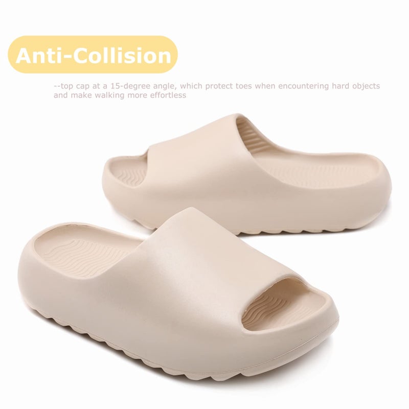 Cushioned Non-Slip Waterproof EVA Slides for Women Men and Kids, Soft Thick Sole Shower Sandals - Image 3