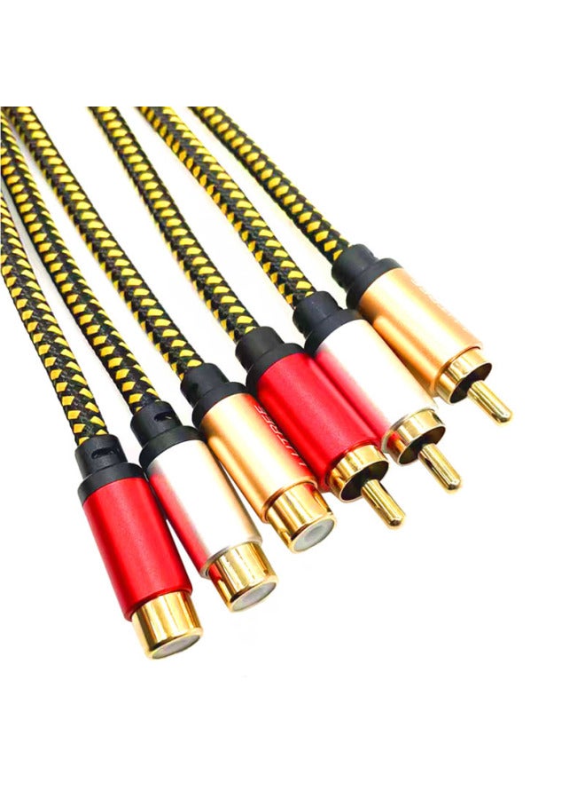 Lotus Six-head Line AV Audio And Video Line 3RCA Male-to-female TV DVD Set-top Box Dancing Blanket Game Extension Line-Color:Gold-Line Length:5 M  - Image 4