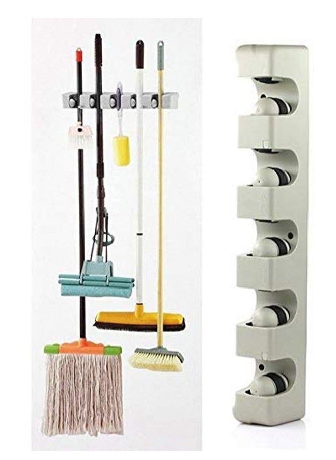 FEND Multipurpose Mop Holder Broom Holder Plastic Wall Mounted Organizer Storage Hooks Mop and Broom Holder for Kitchen Garden and Garage  - Image 2