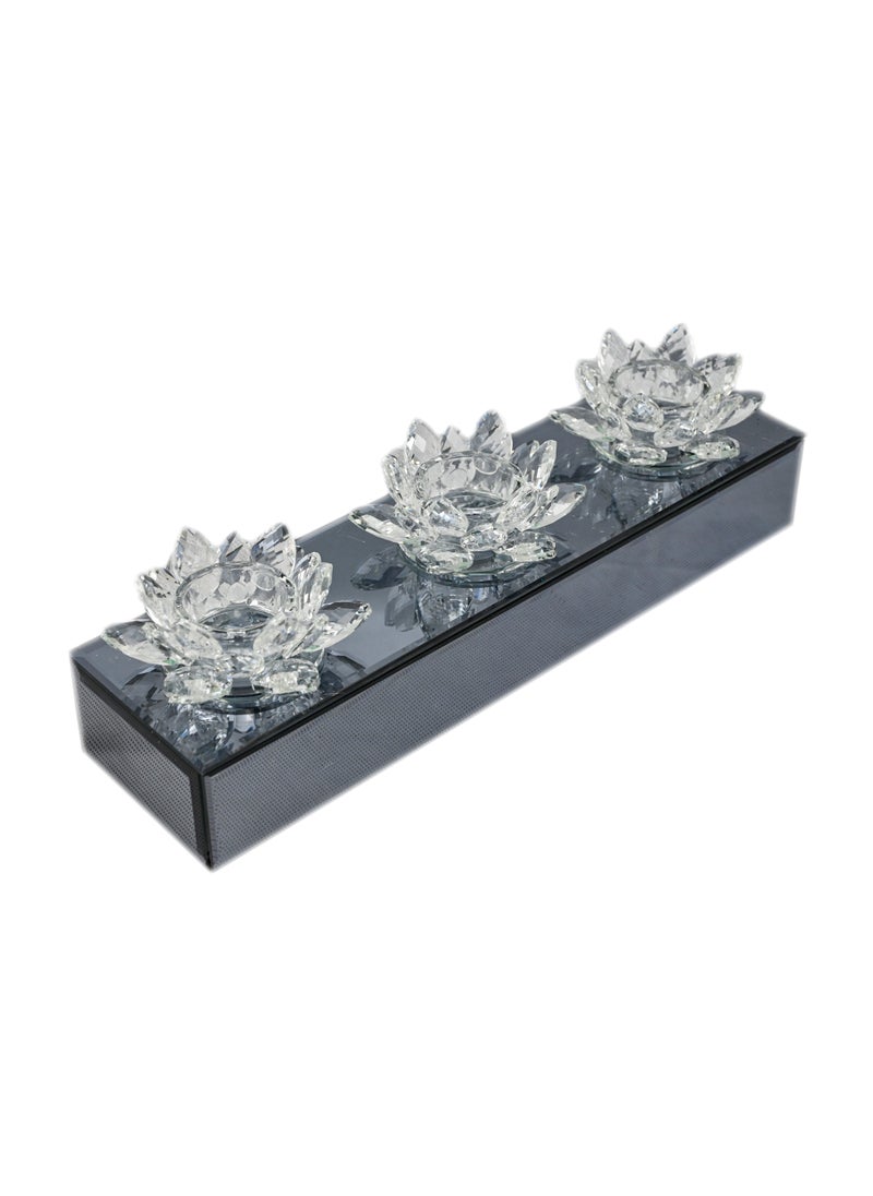 Generic Glass candle Holders – Lotus Flower Crystal Candle Holder – Lotus Petals – Decorative Glass Candle Holder and Crystal Jewelry Box with Drawers – Crystal Lotus Tealight Candle Stand – Candle Stand Deco  - Image 3
