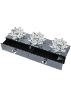 Generic Glass candle Holders – Lotus Flower Crystal Candle Holder – Lotus Petals – Decorative Glass Candle Holder and Crystal Jewelry Box with Drawers – Crystal Lotus Tealight Candle Stand – Candle Stand Deco  - Image 2