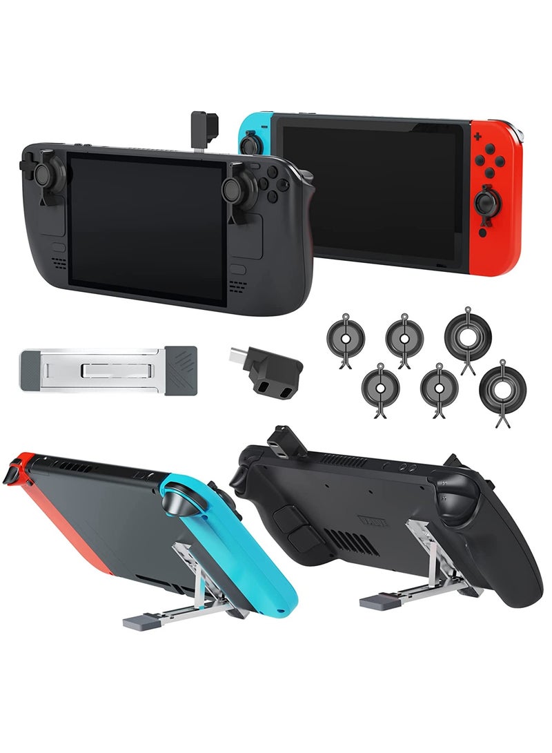SYOSI Steam Deck Joystick Guards Bundle with 6 Joystick Protective Holder,1 Kickstand,1 90 Degree USB C Male to Dual USB C Adapter Compatible with Switch Lite/Phone  - Image 1