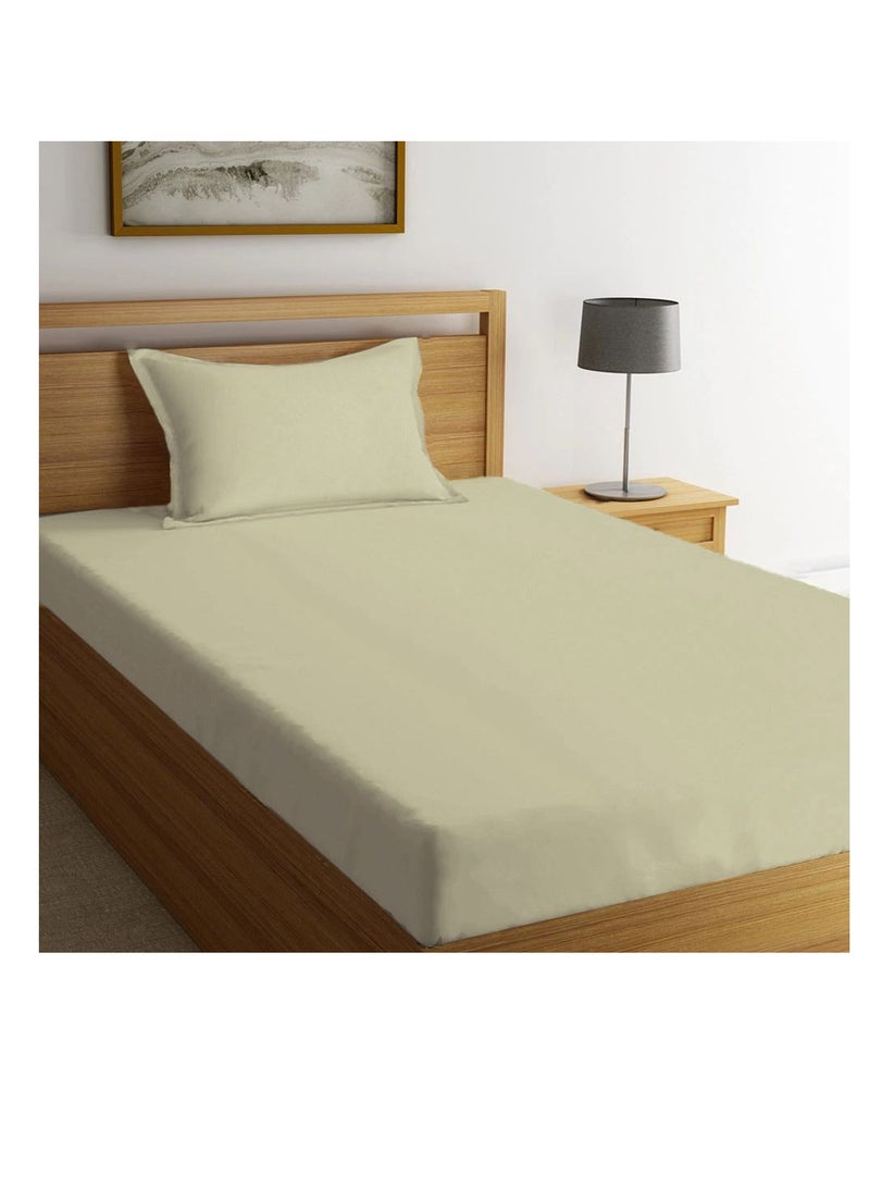 بيفت Orchard Exclusive (كريمي) ملاءة جاهزة بمقاس فردي (90 × 210 + 30 سم - مجموعة من قطعة واحدة) نسيج قطني ناعم وفاخر، أغطية سرير عالية الجودة - 180TC - Image 1