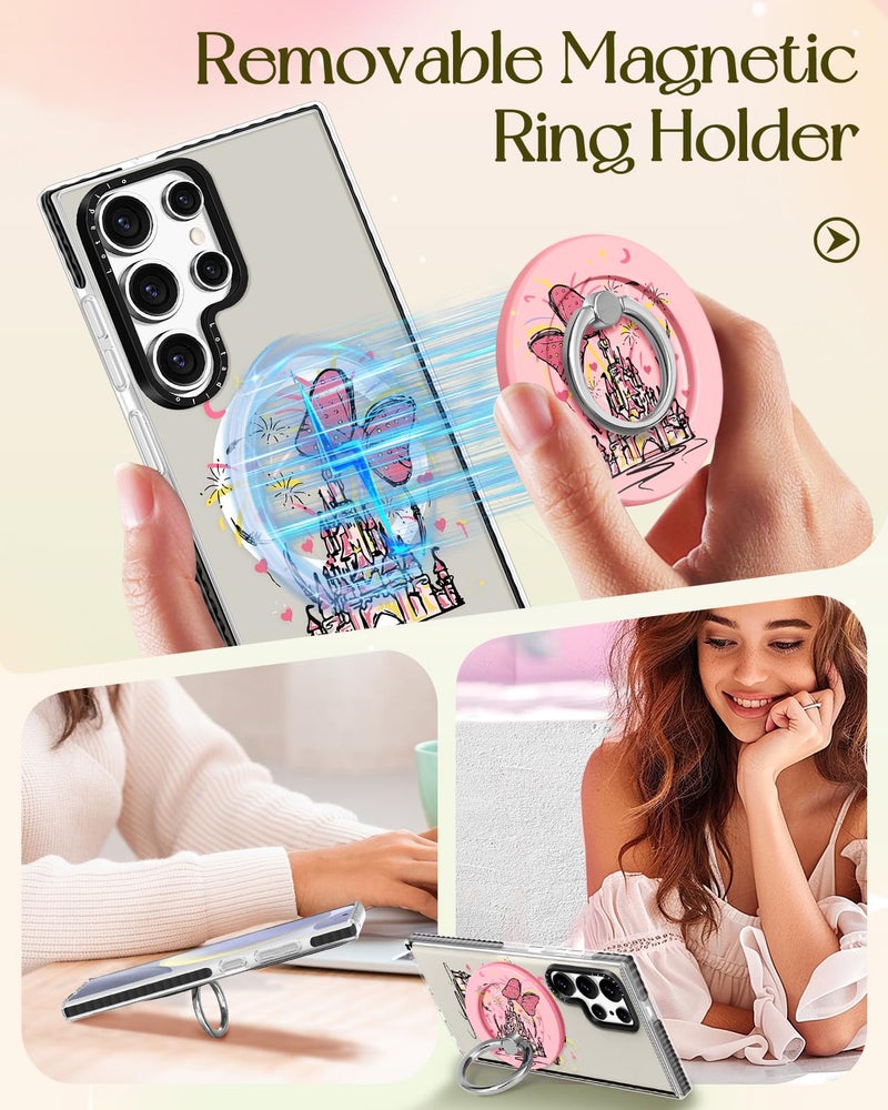 Lotadilo Cute Case for Samsung Galaxy S25 Ultra for Women Girls - Funny Castle Design Compatible with Magsafe Magnetic Ring Holder Kickstand Fashion TPU Phone Covers - Image 4