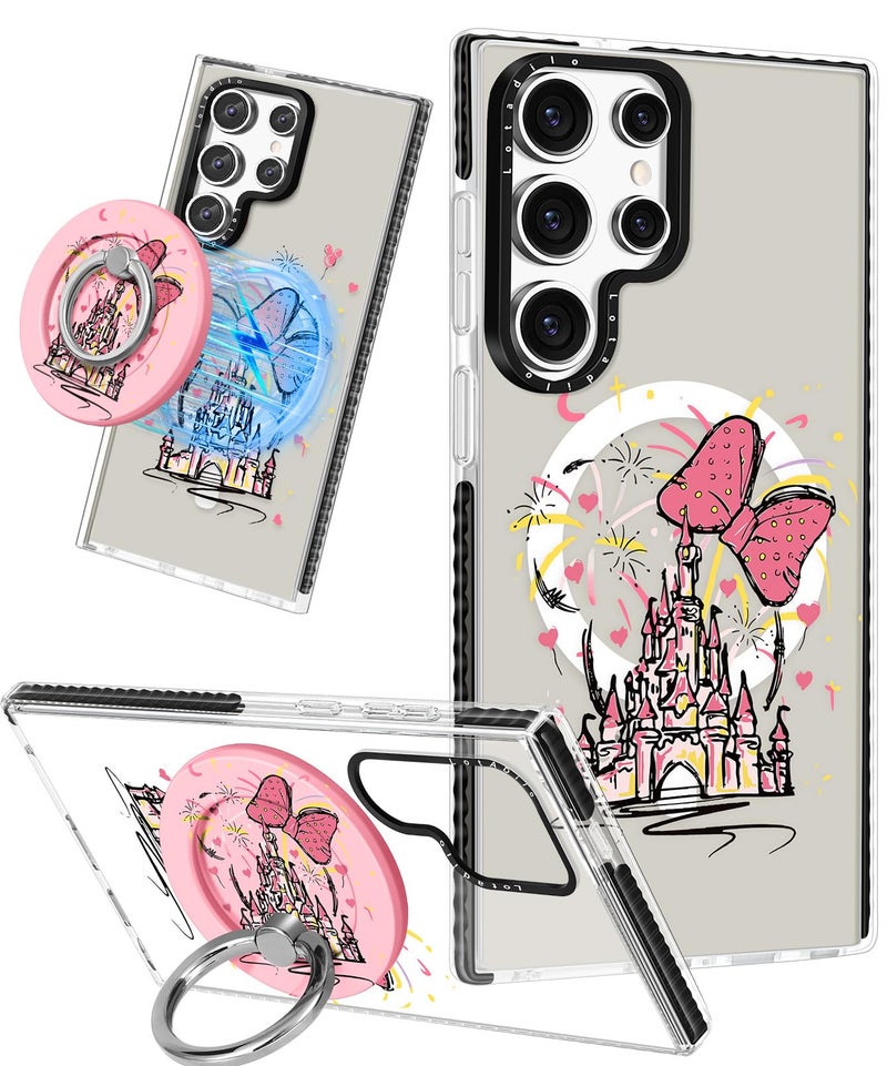 Lotadilo Cute Case for Samsung Galaxy S25 Ultra for Women Girls - Funny Castle Design Compatible with Magsafe Magnetic Ring Holder Kickstand Fashion TPU Phone Covers - Image 1