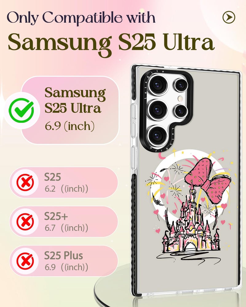 Lotadilo Cute Case for Samsung Galaxy S25 Ultra for Women Girls - Funny Castle Design Compatible with Magsafe Magnetic Ring Holder Kickstand Fashion TPU Phone Covers - Image 2
