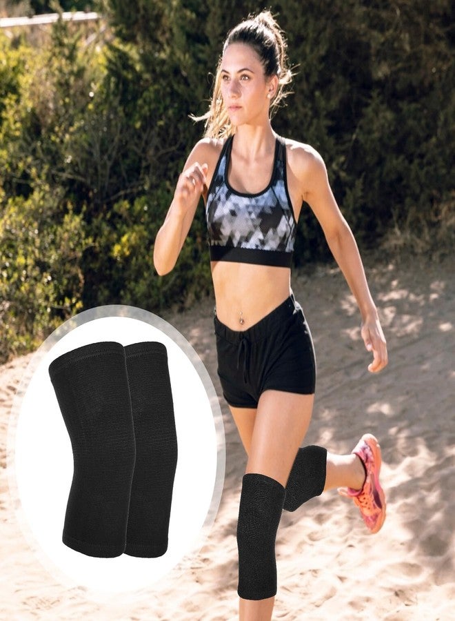 AOZUO Bamboo Knee Sleeve, Elastic Compression Knee Brace Breathable Knee Pads Leg Sleeves Thicken Thermal Knee Braces Relieve Knee Pain Knee Sleeves for Men Women Ski Cycling Dance Running (Black) - Image 2