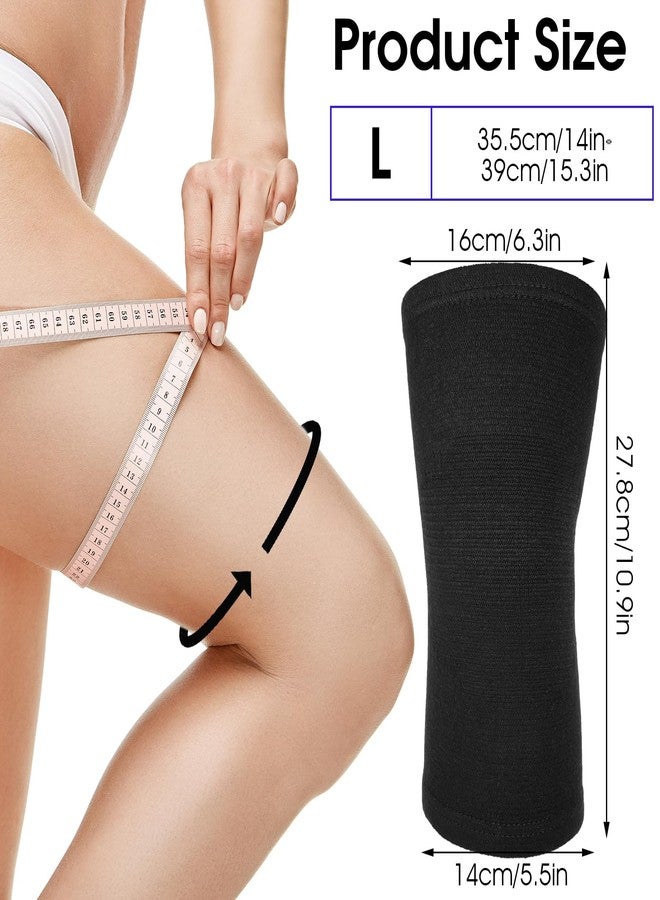 AOZUO Bamboo Knee Sleeve, Elastic Compression Knee Brace Breathable Knee Pads Leg Sleeves Thicken Thermal Knee Braces Relieve Knee Pain Knee Sleeves for Men Women Ski Cycling Dance Running (Black) - Image 3