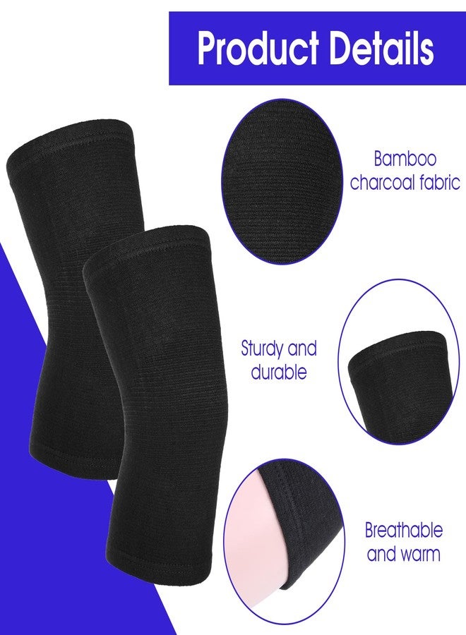 AOZUO Bamboo Knee Sleeve, Elastic Compression Knee Brace Breathable Knee Pads Leg Sleeves Thicken Thermal Knee Braces Relieve Knee Pain Knee Sleeves for Men Women Ski Cycling Dance Running (Black) - Image 4