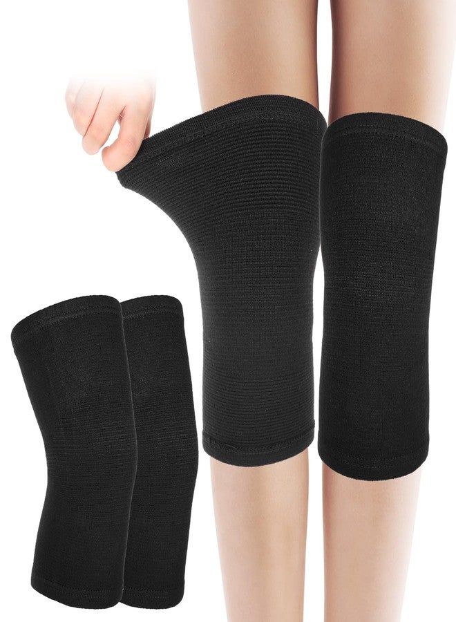 AOZUO Bamboo Knee Sleeve, Elastic Compression Knee Brace Breathable Knee Pads Leg Sleeves Thicken Thermal Knee Braces Relieve Knee Pain Knee Sleeves for Men Women Ski Cycling Dance Running (Black) - Image 1