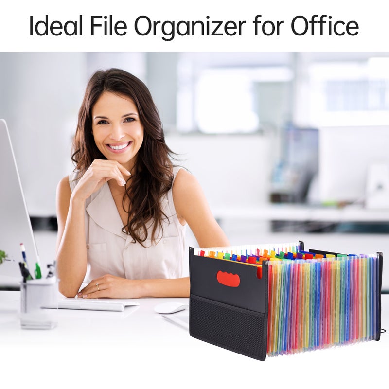 Accordian File Folder Organizer 24 Pockets Expanding File Case A4 Letter Size Document Organizer Rainbow Color for Home Office School Paperwork Paper Keeper Invoice Receipt Bill Document - Image 3