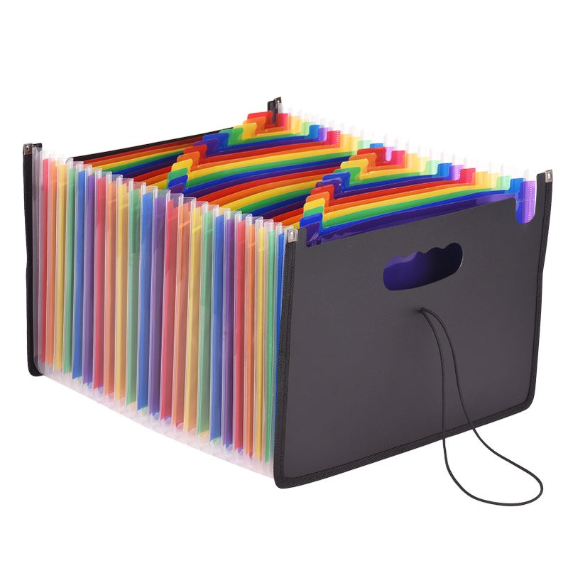 Accordian File Folder Organizer 24 Pockets Expanding File Case A4 Letter Size Document Organizer Rainbow Color for Home Office School Paperwork Paper Keeper Invoice Receipt Bill Document - Image 1