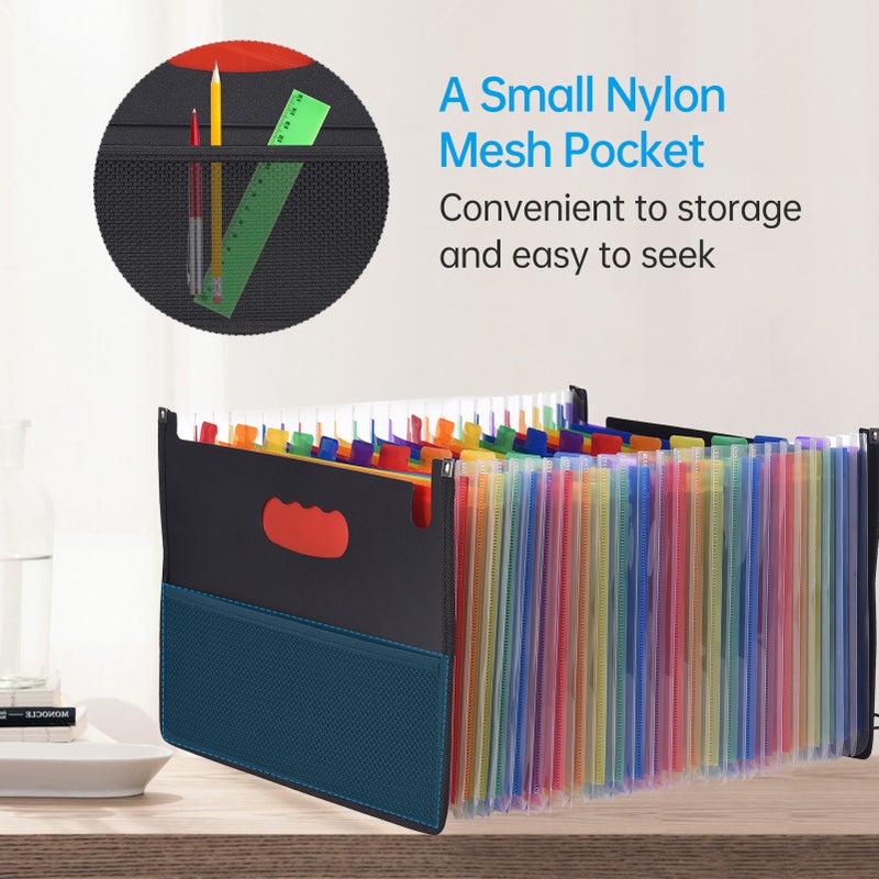 Accordian File Folder Organizer 24 Pockets Expanding File Case A4 Letter Size Document Organizer Rainbow Color for Home Office School Paperwork Paper Keeper Invoice Receipt Bill Document - Image 4