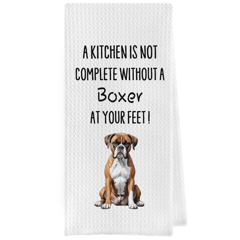 Geqtt Geqtt Boxer Dog Dish Towels - Funny Gifts Decorative Waffle Weave Kitchen Hand Tea Towels (1624 Inches) - Image 1