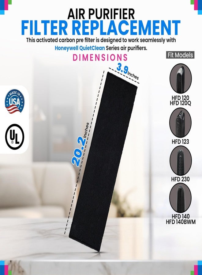 Bagean Carbon Pre Filter Replacement 20.2" x 3.9" Compatible with Honeywell Quiet Clean Tower Air Purifier Filters - Fits HFD120-Q HFD123 HFD140BWM HFD140 HFD230 - Absorbs Odors & Freshen the Air (4-Pk) - Image 3
