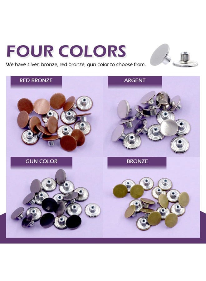 Swpeet 102Pcs 5 Colors Jeans Buttons Rivets Set, 17mm No-Sew Nailess Removable Combo Thread Rivets, Cap Denim Metal Jeans Buttons Replacement with Snap Buttons Press Studs and Install Tool for Clothes - Image 4