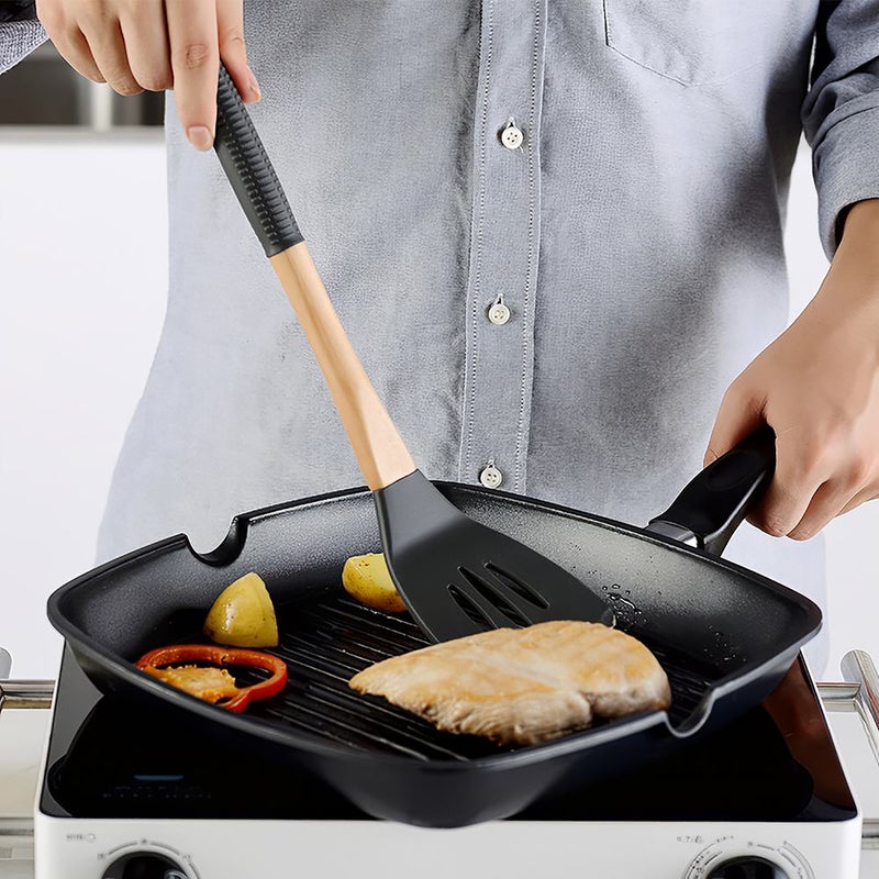 Kitchen Utensils Set 11Pcs Silicone Non-stick Cooking Utensils Set with Gift S Shaped Metal Hook Silica Gel Utensil Wooden Handle Kitchenware Set - Image 4
