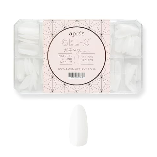 Aprés Neutrals Gel-X Whitney Box Of Nail Tips, 11 Sizes 00-9, Soft Gel Tip Box (150pcs) (Natural Round Medium, 150) - Image 1