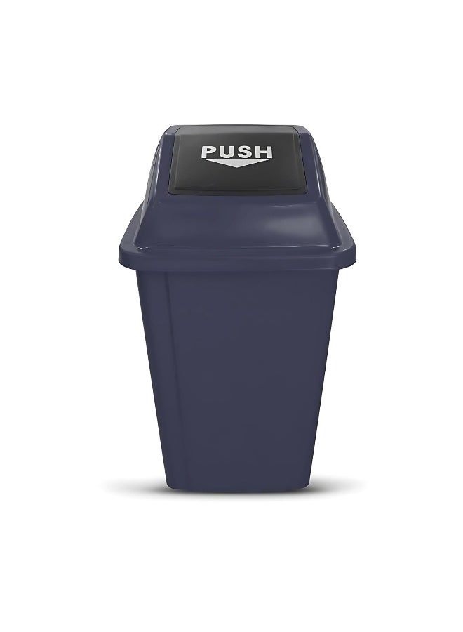 AKC سلة نفايات بلاستيكية مربعة بغطاء دفع – 25 لتر-40 لتر-60 لتر-100 لتر – سلة مهملات متينة ملونة للمكتب، التجاري، المنزل – تصميم موفر للمساحة – أزرق، أحمر، أخضر، أصفر، رمادي (رمادي، 60 لتر)