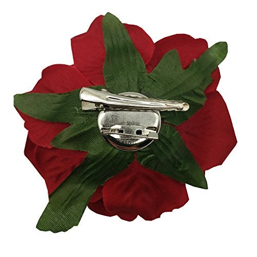 Sanrich 4pcs/pack Fabric Rose Hair Flowers Clips Mexican Hair Flowers Hairpin Brooch Headpieces (red) - Image 2