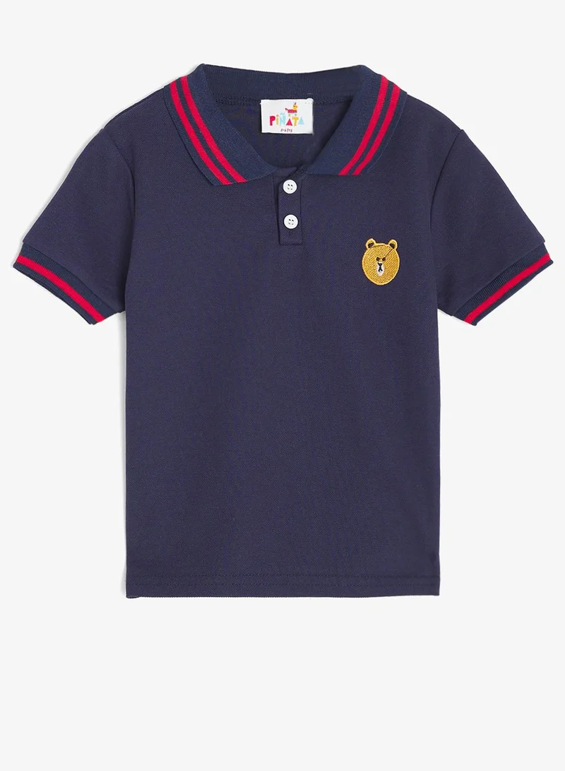 Pinata  Cute Bear Print Cotton Polo Tshirt and Shorts Set for Men | Best Price UAE